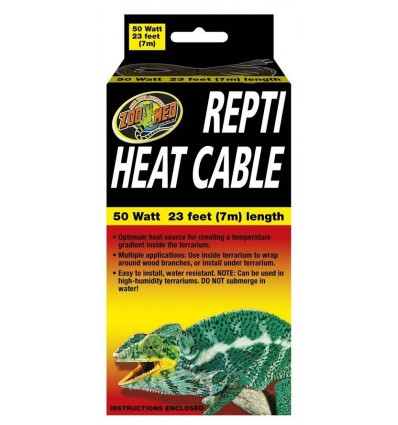 Cordon chauffant 7m 50W pour terrarium reptiles Repti Heat Cable de Zoo Med