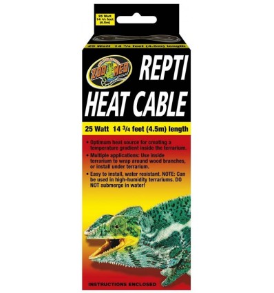 Cordon chauffant 4,5m 25W pour terrarium reptiles Repti Heat Cable de Zoo Med