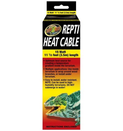 Cordon chauffant 3,5m 15W pour terrarium reptiles Repti Heat Cable de Zoo Med