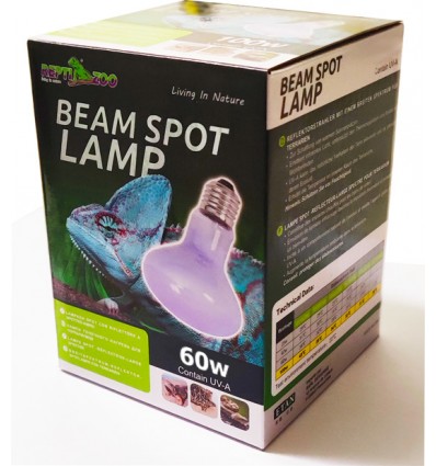 Lampe chauffante 60w Beam Spot Lamp de Repti Zoo, pour terrarium