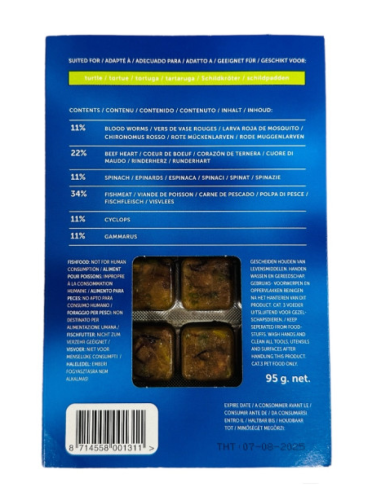 Nourriture naturelle congelée pour tortue aquatique en plaquette de 95g