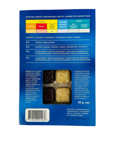 TROPICAL QUARTET congelés, nourriture naturelle pour poissons en plaquette de 95g