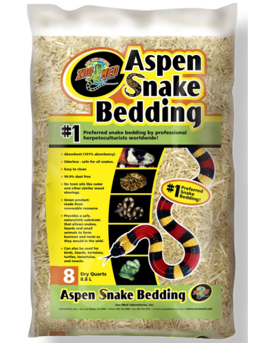 2 sacs Litière Aspen 8.8L Zoo Med & 25 souris congelées 31g