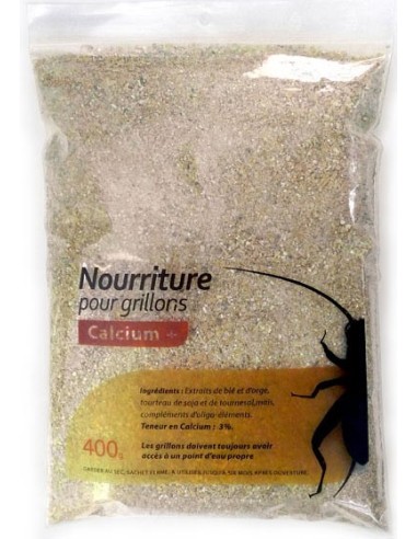 Boite de 400g de nourriture enrichie en poudre, en calcium, pour grillon