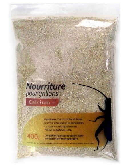 Boite de 400g de nourriture enrichie en poudre, en calcium, pour grillon