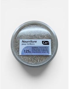Alimentation sèche Calcium+ pour grillons : boîte transparente de 125g