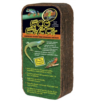 Litière fibre de coco 8L Eco Earth de ZooMed pour terrarium tropical