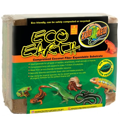 Litière fibre de coco 24L Eco Earth de ZooMed pour terrarium tropical